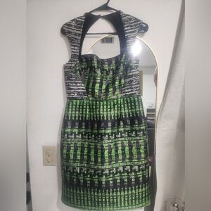 Nicole Miller Elegant Formal Green and Black Dress NWT
